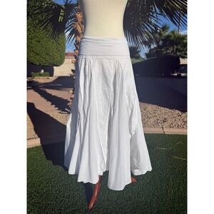 Hard Tail Forever Diamond Roll Down White Maxi Skirt Flared Boho Size Small